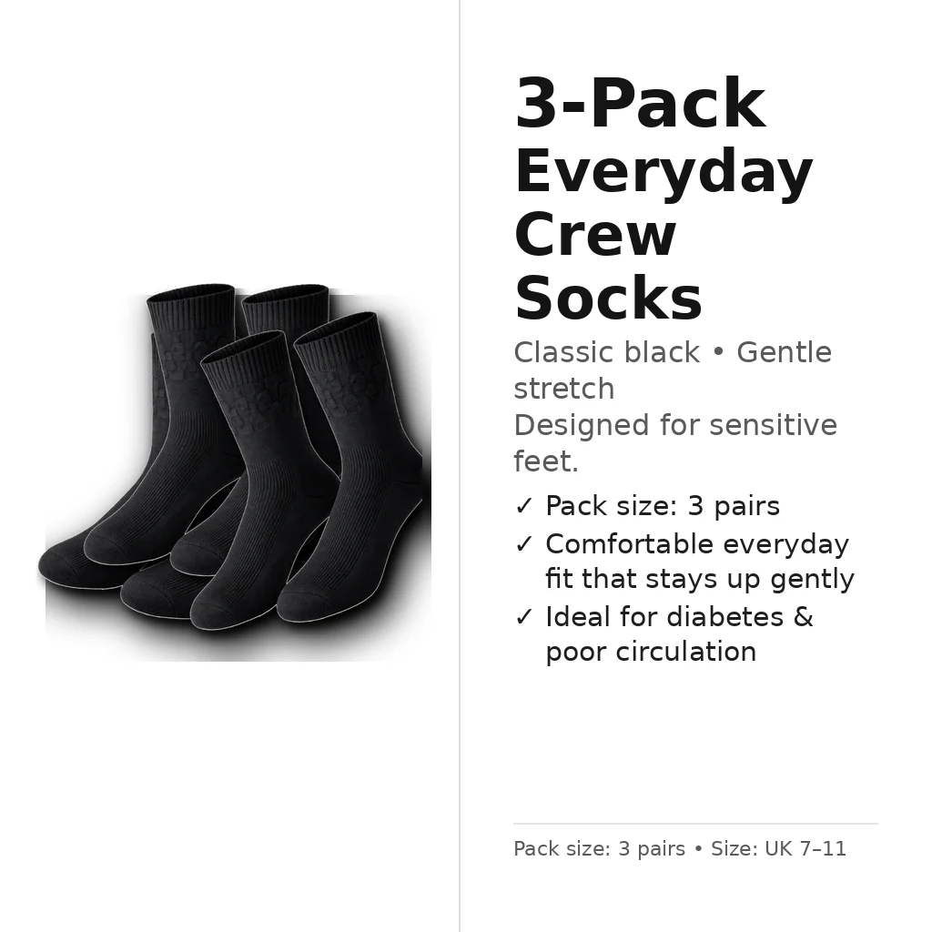 EasyTop Men’s Bamboo & Organic Cotton Diabetic Socks – Black (3 Pack, UK 7–11) - Image 4